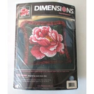 Dimensions Needlepoint Kit Pink Peony Pillow 14" X 14" 12 Mesh New Sealed